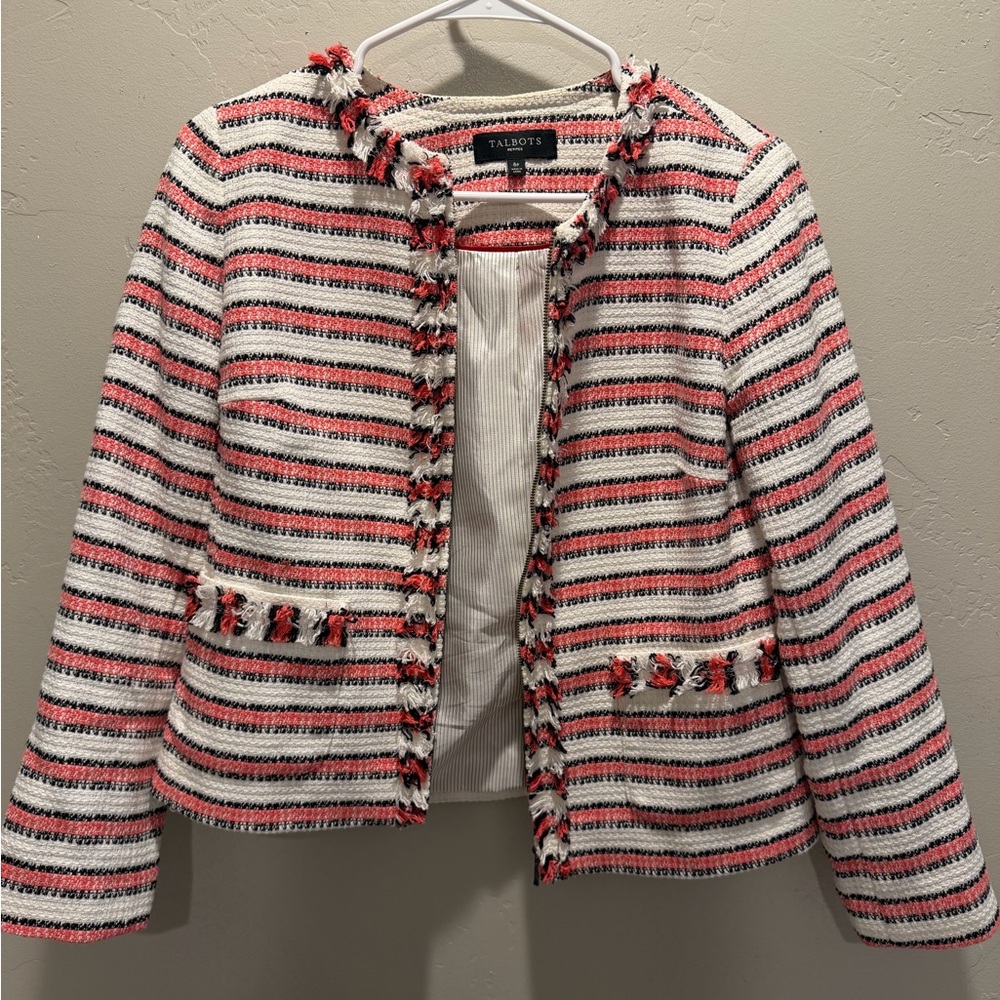Talbots Women's Multicolor Striped Tweed Blazer